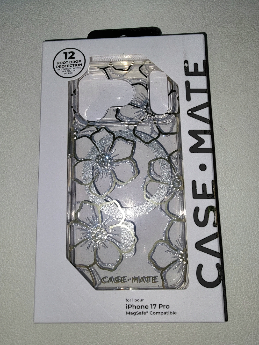 case-mate Clear Floral Gems, Glitter iPhone 17 Pro Case, Magsafe